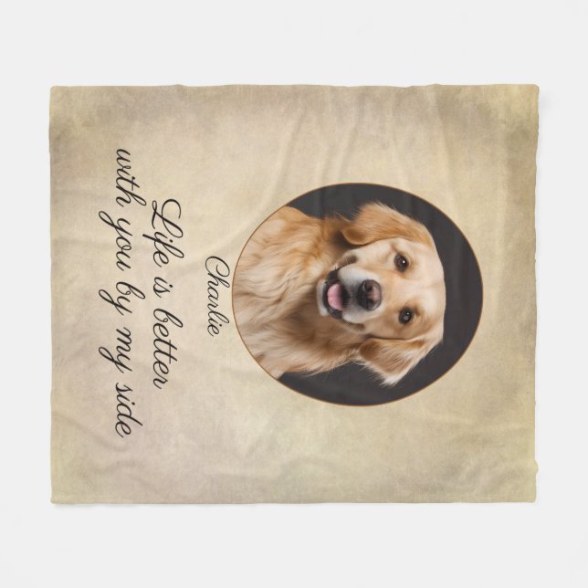 Personalized Golden Retriever by My Side Fleecedecke (Vorderseite (Horizontal))