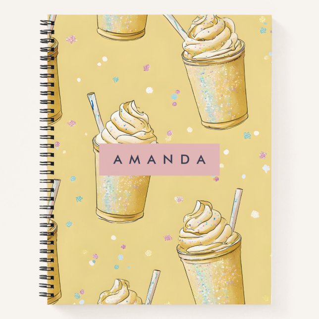 Personalized Golden Vanilla Milkshake Sparkle Notizbuch (Vorderseite)