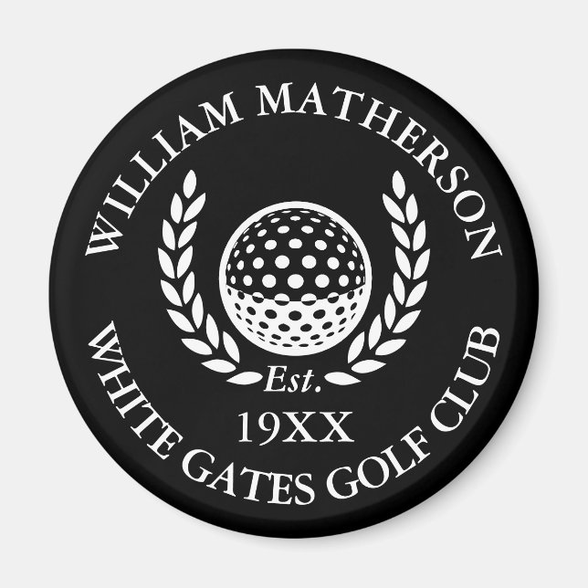 Personalized Golf Club Name Black And White Magnet (Vorne)