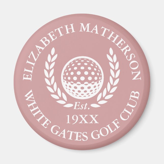 Personalized Golf Club Name Dusty Rose Pink Magnet (Vorne)