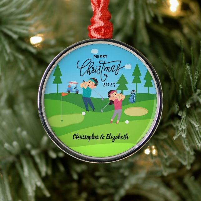 Personalized Golf Couple Christmas Ornament (Baum)