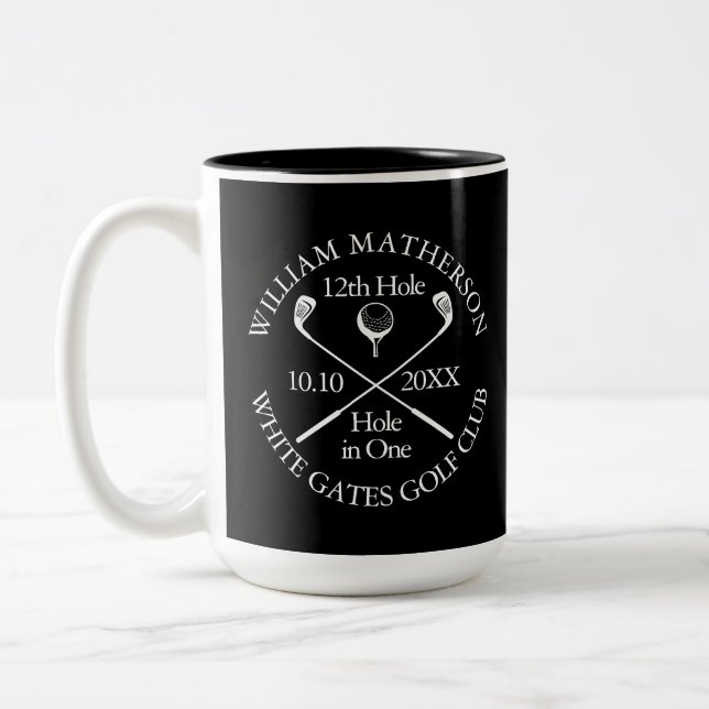 Personalized Golf Hole in One Modern Classic Zweifarbige Tasse (Links)