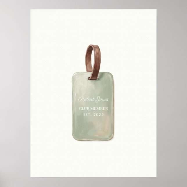 Personalized Golf Name Tag Wall Art Poster (Vorne)