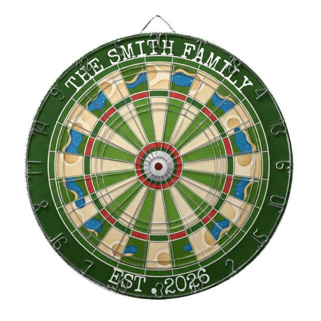 Personalized Golf Style Family Dartboard EST 2026 Dartscheibe (vorne)