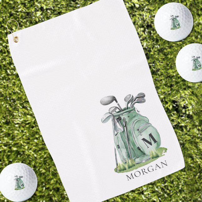 Personalized Golfer Green Monogram Golfhandtuch (Personalized Golfer Green Monogram Golf Towel)