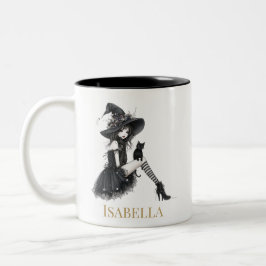 Personalized Gothic Witch – Custom Name Witchy Zweifarbige Tasse