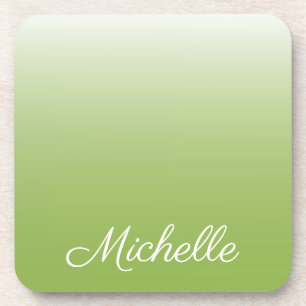 Personalized gradient ombre greenery green untersetzer