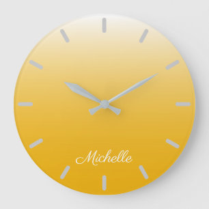 Personalized gradient ombre yellow große wanduhr