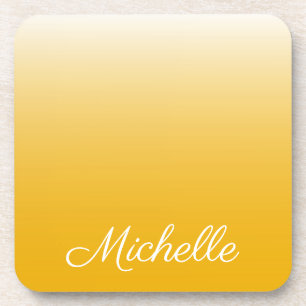 Personalized gradient ombre yellow untersetzer