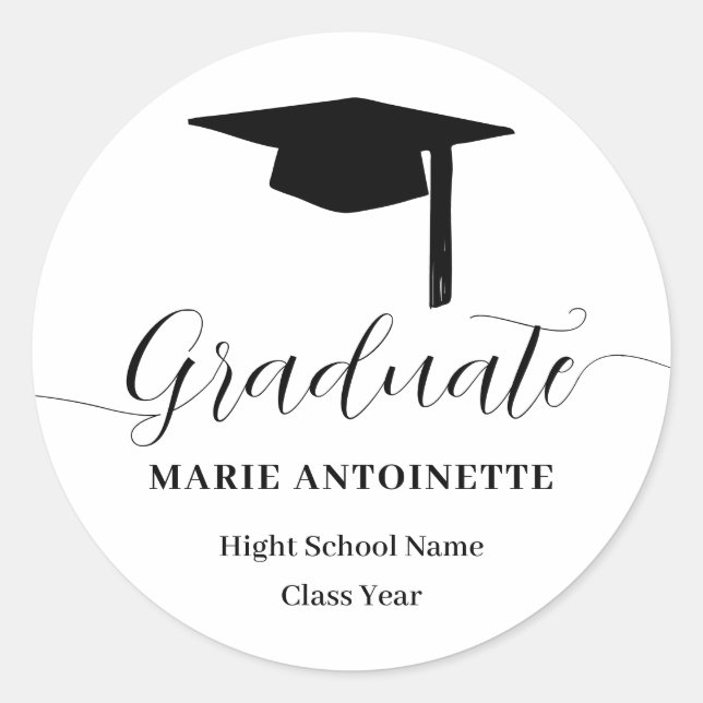 Personalized Graduate Cap and Tassel Graduation  Runder Aufkleber (Vorderseite)