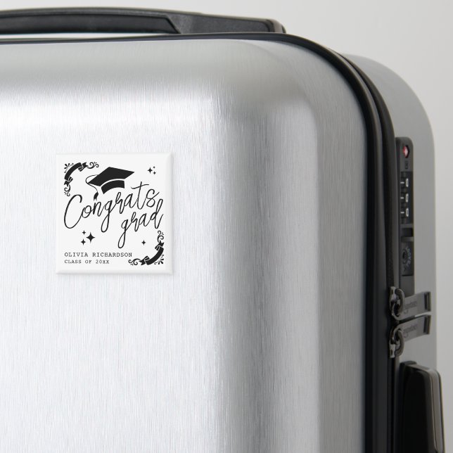 Personalized Graduation Elegant Script Stars & Cap Magnet (In Situ (Gepäck))