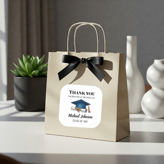 Personalized Graduation Labels for Celebration Quadratischer Aufkleber (Von Creator hochgeladen)