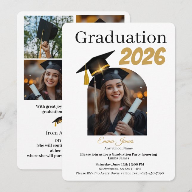 Personalized Graduation Party Photo Invitation Feiertagskarte (Vorne/Hinten)