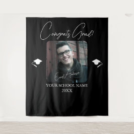 Personalized Graduation Photo Banner Class of 2026 Wandteppich