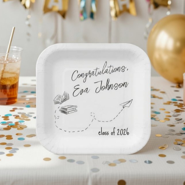 Personalized Graduation Square Paper Plates Pappteller (Von Creator hochgeladen)