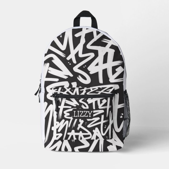Personalized Graffiti Name Pattern — Custom Urban Bedruckter Rucksack (Vorderseite)