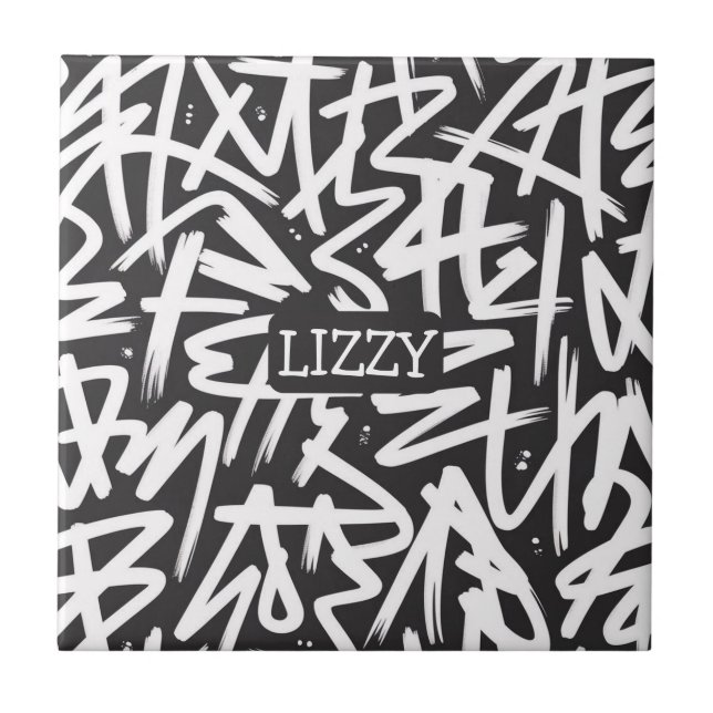 Personalized Graffiti Name Pattern — Custom Urban Fliese (Vorderseite)