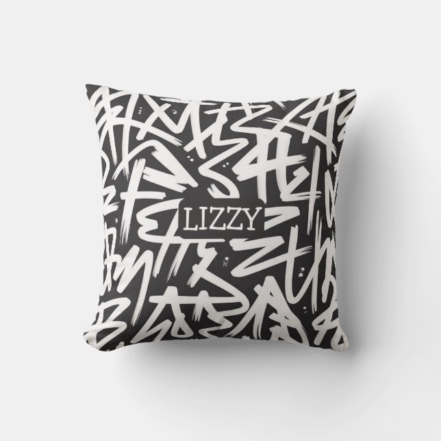 Personalized Graffiti Name Pattern — Custom Urban Kissen (Vorderseite)