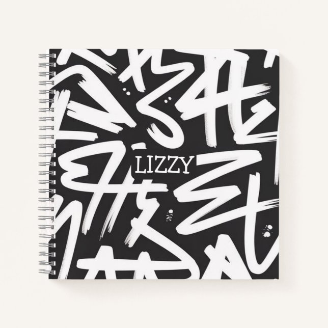 Personalized Graffiti Name Pattern — Custom Urban Notizbuch (Vorderseite)