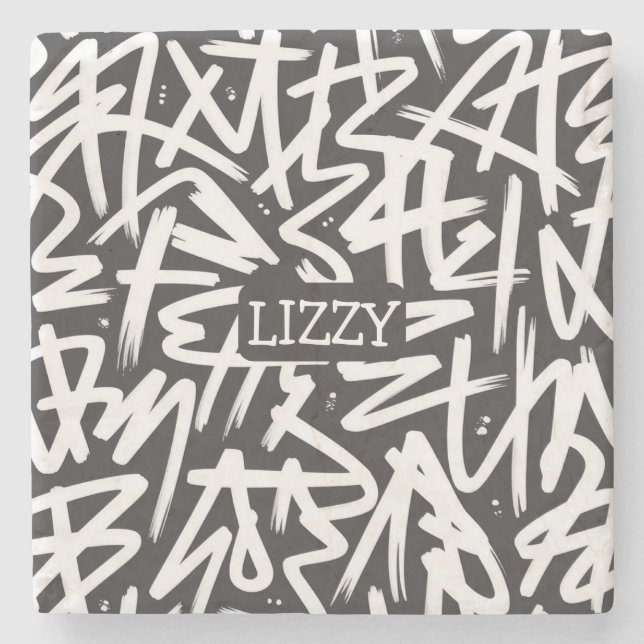 Personalized Graffiti Name Pattern — Custom Urban Steinuntersetzer (Vorderseite)