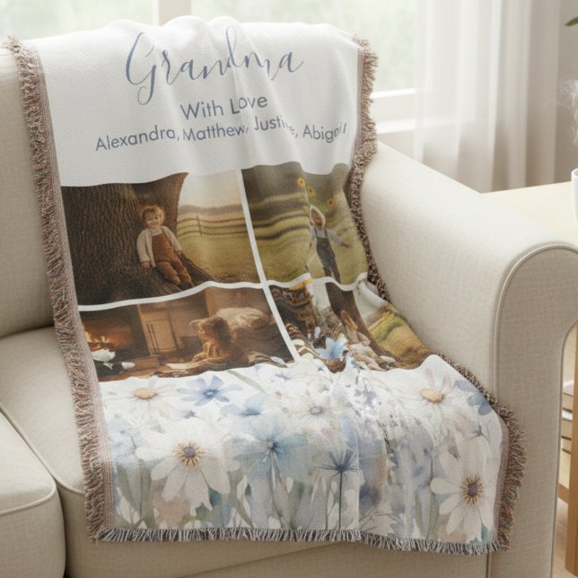 Personalized Grandkids Collage Decke (Personalized Grandchildren Collage Throw blanket for Grandma)