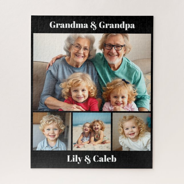 Personalized Grandma, Grandpa and Grandkids Photo Puzzle (Vertikal)