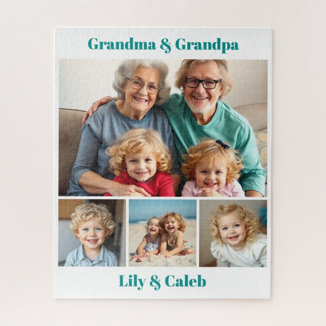 Personalized Grandma, Grandpa and Grandkids Photo Puzzle (Vertikal)