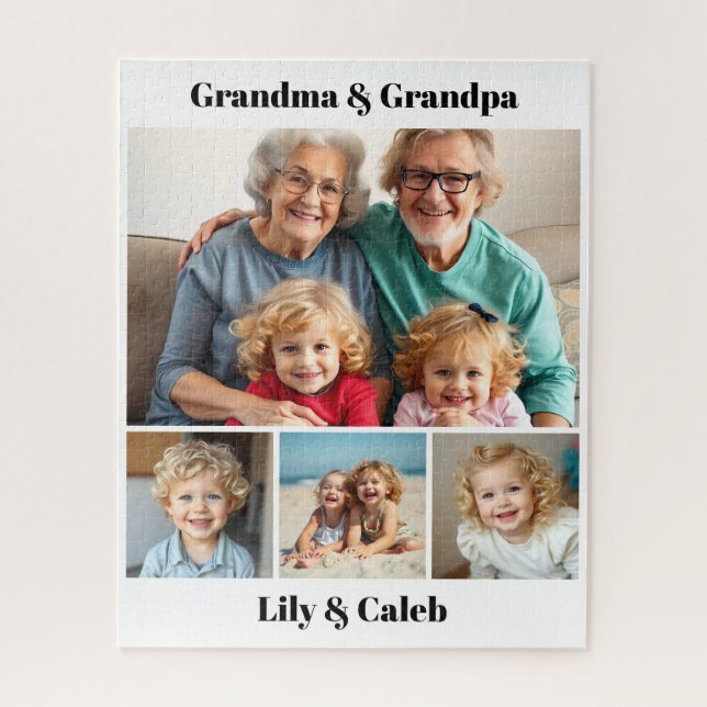 Personalized Grandma, Grandpa and Grandkids Photo Puzzle (Vertikal)