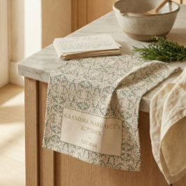 Personalized Grandma Kitchen Gift Botanical Green Geschirrtuch