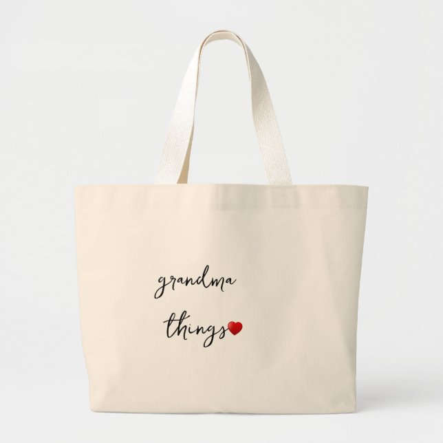Personalized Grandma Things Bag – Unique Gift for  Jumbo Stoffbeutel (Vorne)