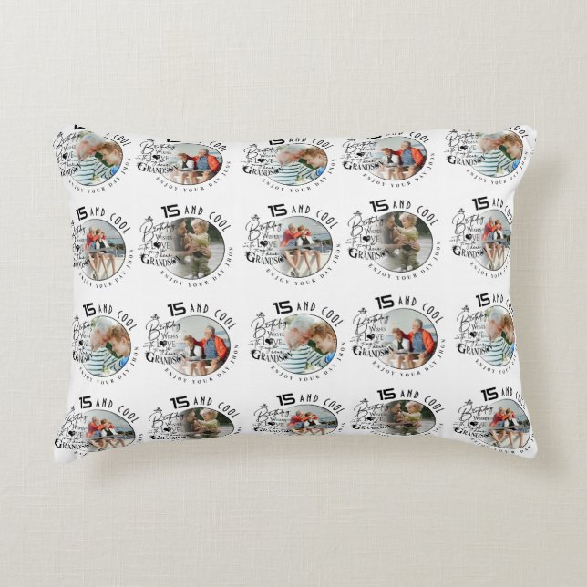 Personalized Grandson Birthday Photo Gifts Dekokissen (Vorderseite)