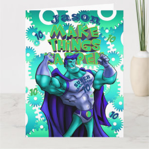Personalized GRANDSON Card SUPERHERO Karte