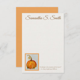Personalized Gratitude Pumpkin Flat Note Card Einladung