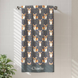 Personalized Gray Corgi Dog Strandtuch