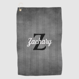 Personalized Gray Vintage Pinstripe Retro Monogram Golfhandtuch