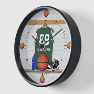Personalized Green and White Basketball Jersey Uhr