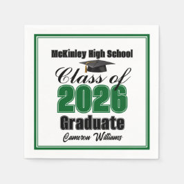 Personalized Green Class of 2026 Graduation Party Serviette