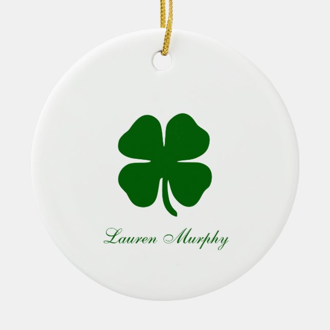 Personalized Green Clover Keramik Ornament (Vorne)