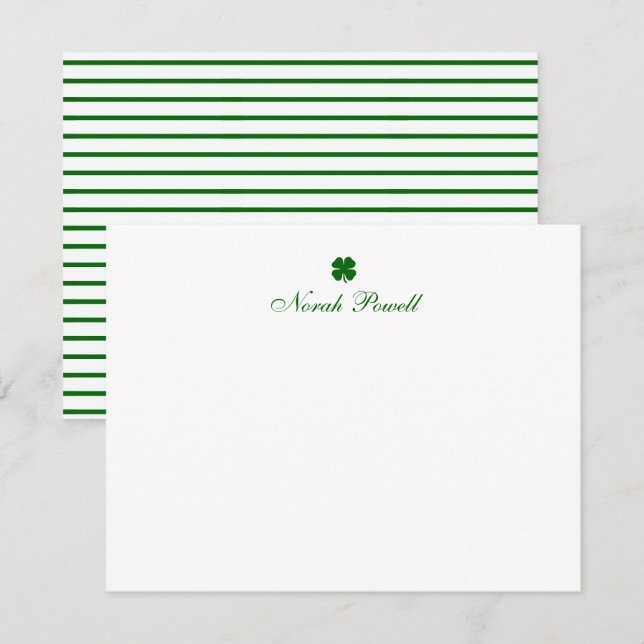 Personalized Green Clover Note Card Mitteilungskarte (Vorne/Hinten)