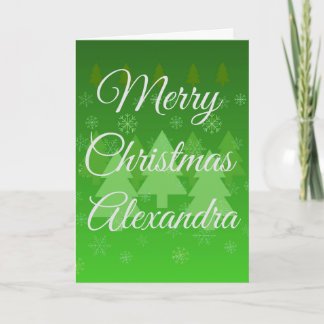 Personalized Green Folded Christmas Card Feiertagskarte