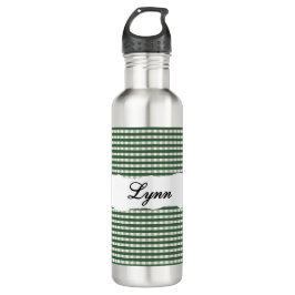 Personalized Green Gingham Pattern & Custom Name Edelstahlflasche