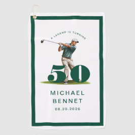Personalized Green Golf 50th Birthday Golfhandtuch