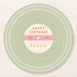 Personalized Green Pastel Birthday Paper Coasters Runder Pappuntersetzer