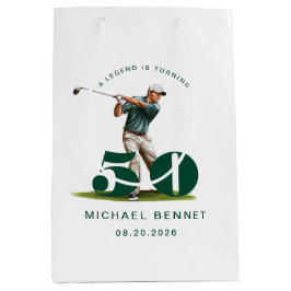 Personalized Green Sports Golf 50th Birthday Mittlere Geschenktüte