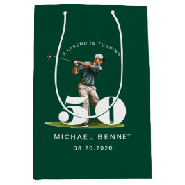 Personalized Green Sports Golf 50th Birthday Mittlere Geschenktüte