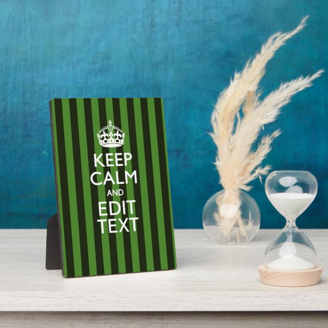 Personalized Green Stripes Keep Calm Your Text Fotoplatte (Seite)