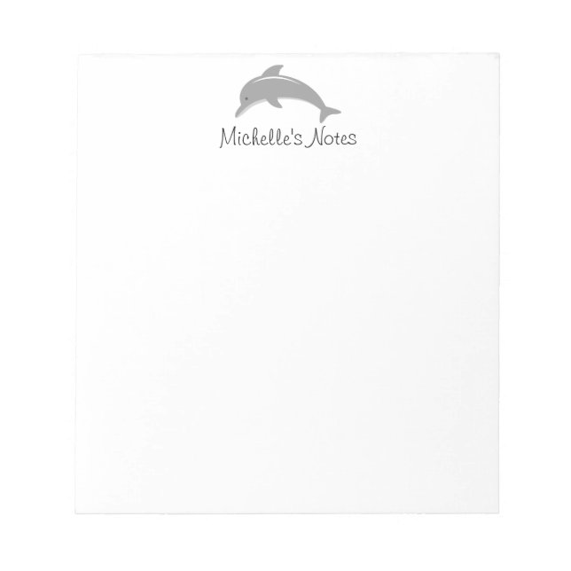 Personalized grey dolphin animal design notepad notizblock (Vorderseite)