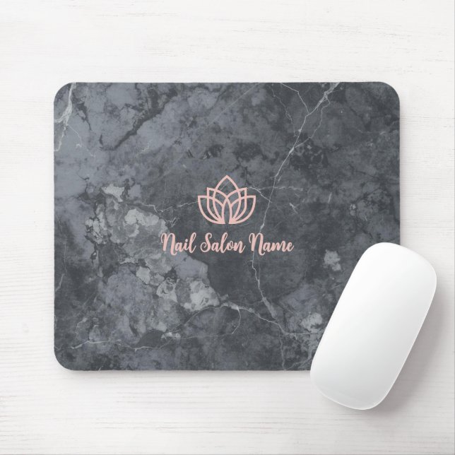Personalized Grey Marbel Nail Studio Branding Mousepad (Mit Mouse)