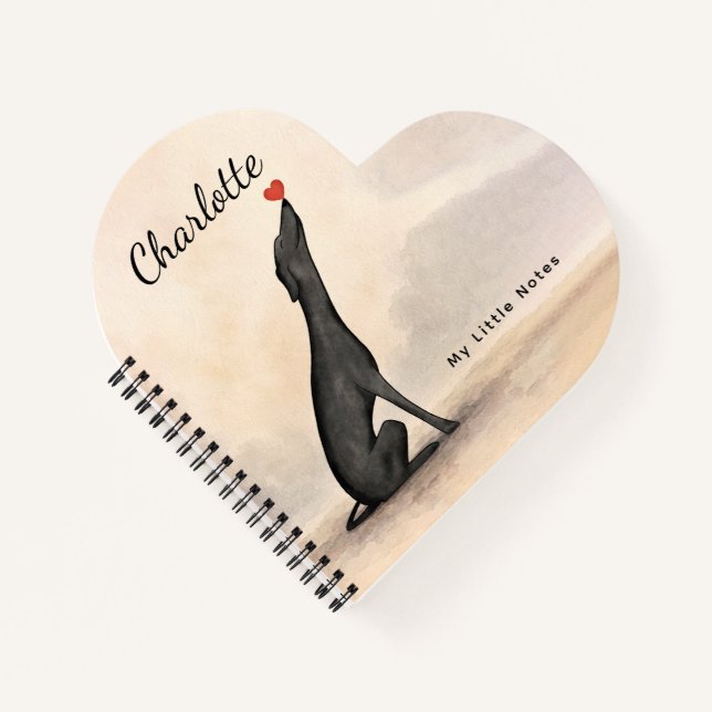 Personalized Greyhound Notebook with Heart        Notizbuch (Vorderseite)
