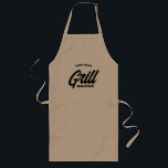 Personalized Grill Master BBQ apron with pockets Lange Schürze<br><div class="desc">Personalized Grill Master BBQ apron with pockets. Custom beige kitchen apron with script typography. Stylish hand lettering design for grillmaster. Available in other colors too. Add your own funny text optionally. Fun summer Birthday gift idea for dad, husband, boyfriend, uncle, grandpa, friend, boss, coworker, colleague, retiree etc. Fun cooking aprons...</div>